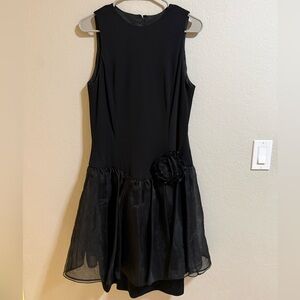 Vintage NUTT Black Sheer Overlay Cocktail Dress Made in USA Size 10